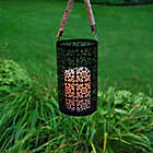 Alternate image 2 for Black Jacquard Metal Lantern with LED Candle and Timer