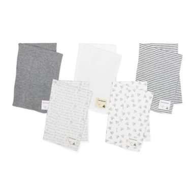 Burt's Bees Baby&reg; 5-Pack Organic Cotton Burp Cloths in Grey. View a larger version of this product image.