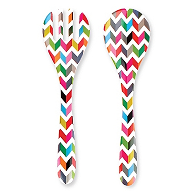French Bull&reg; Ziggy Multicolor Chevron Salad Servers (Set of 2). View a larger version of this product image.