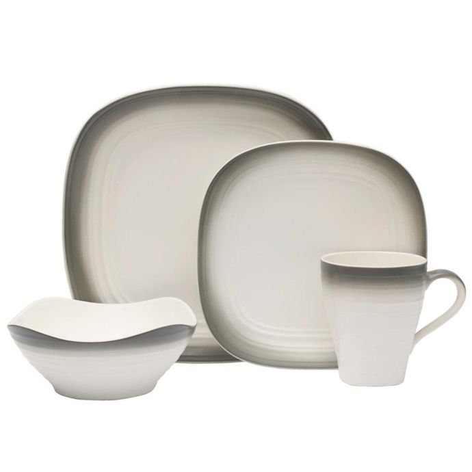 Mikasa® Swirl Ombre Square 16-piece Dinnerware Set In Graphite 