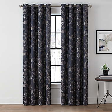 Brookstone&reg; Harris Botanical 95-Inch 100% Blackout Curtain Panel in Sapphire (Single). View a larger version of this product image.