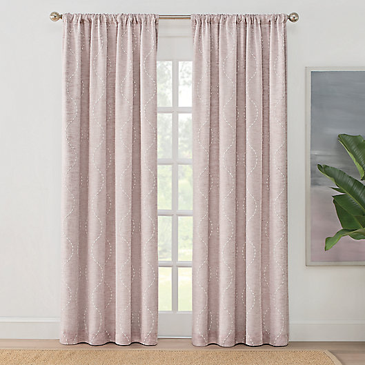 Alternate image 1 for Brookstone® Zoey 84-Inch 100% Blackout Embroidered Curtain Panel in Blush (Single)