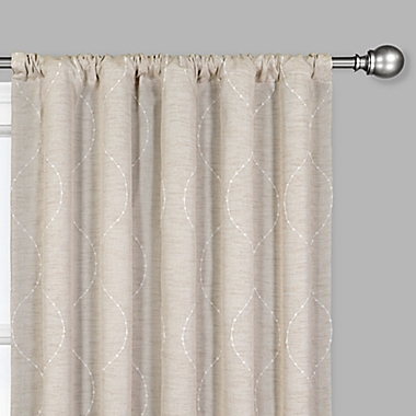 Brookstone® Zoey Rod Pocket 100% Blackout Embroidered Window Curtain