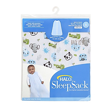 HALO&reg; Medium Animal Faces Muslin SleepSack&reg; in Blue. View a larger version of this product image.