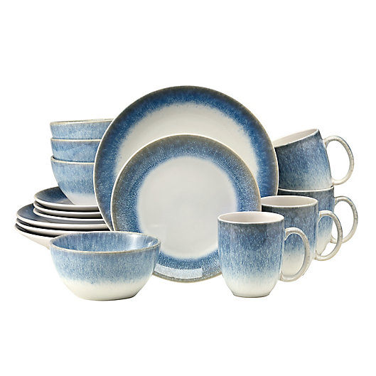 Alternate image 1 for Over and Back® Burst 16-Piece Dinnerware Set in Blue/White