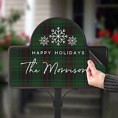 Christmas Plaid Personalized Magnetic Garden Sign. View a larger version of this product image.