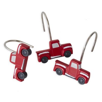 christmas truck shower curtain hooks