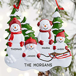 Snowman Family Personalized Ornament- 4 Name