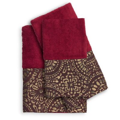 red and gold bath towels