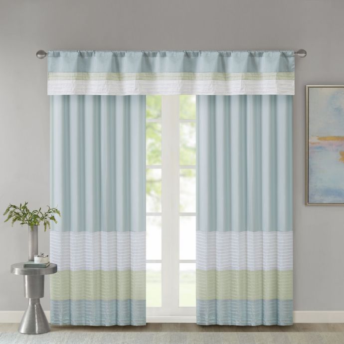 Madison Park Amherst Window Curtain Panel and Valance in Green Bed