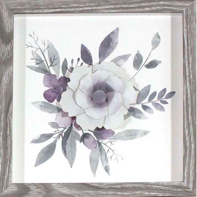 Watercolor Flowers With Paper Flower Framed Wall Art In Lavender Bed Bath And Beyond Canada