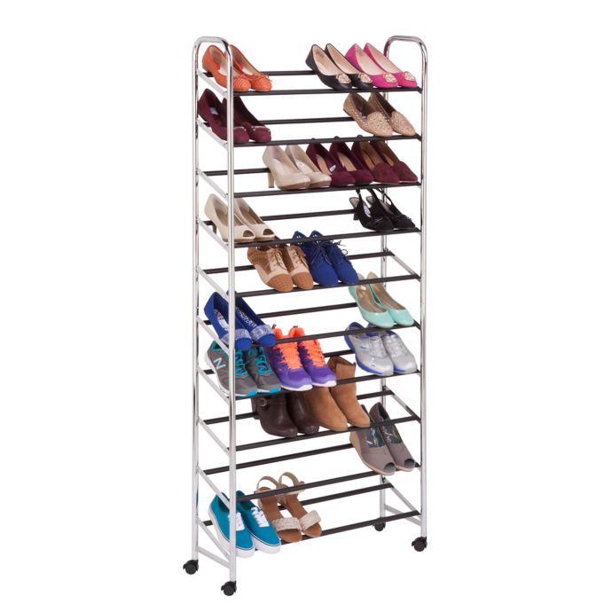 Honey Can Do 10 Tier Rolling Shoe Tower In Chrome Bed Bath Beyond