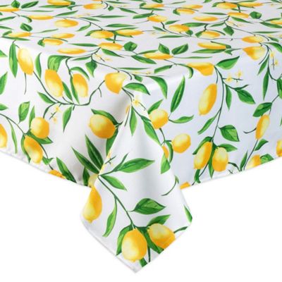 Lemon Bliss Oblong Indoor/Outdoor Tablecloth in Yellow/White