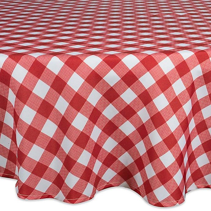 Design Imports Check 60-Inch Round Indoor/Outdoor Tablecloth in Red ...