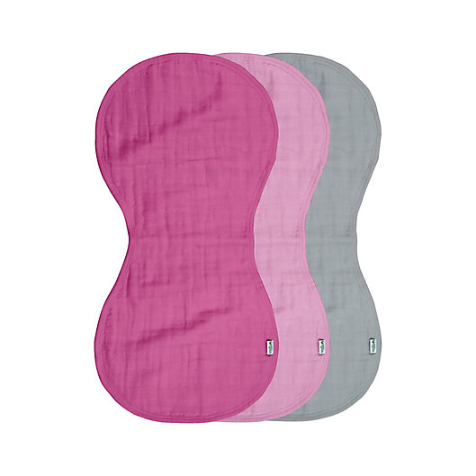 Alternate image 1 for green sprouts® 3-Pack Organic Cotton Muslin Burp Cloths in Pink and Gray