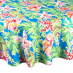 Summer Floral 52-Inch Round Indoor/Outdoor Tablecloth with Umbrella Hole