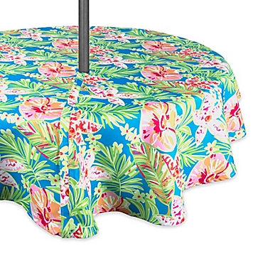 Summer Fl Indoor Outdoor Tablecloth, 80 Round Tablecloth With Umbrella Hole