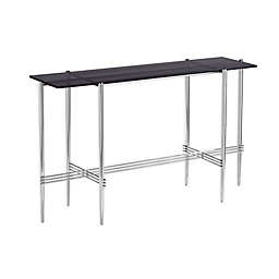 Modus Furniture Cedric Smoked Glass and Metal Console Table in Mocha