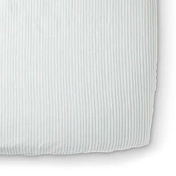 pehr Stripes Away Organic Cotton Fitted Crib Sheet in Sea