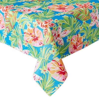 Summer Floral Indoor/Outdoor Tablecloth with Umbrella Hole