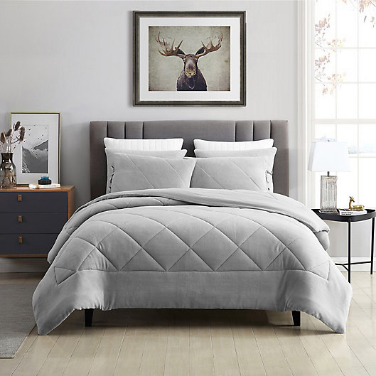 Alternate image 1 for Swift Home Plush Fleece 3-Piece Full/Queen Comforter Set in Silver