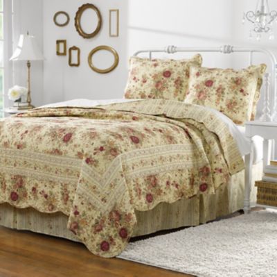 Greenland Home Fashions Antique Rose 3-Piece Reversible Quilt Set