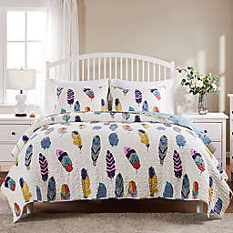 Greenland Home Fashions Dream Catcher 3-Piece Reversible Full/Queen Quilt Set in Teal