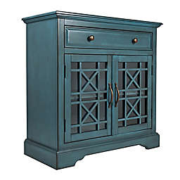 Craftsman Wooden Accent Cabinet with Glass Doors