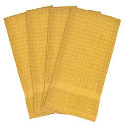 Solid Waffle Terry Kitchen Towels in Mustard (Set of 4)