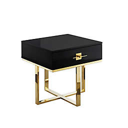 Nicole Miller Lanai End Table/Nightstand in Black/Gold