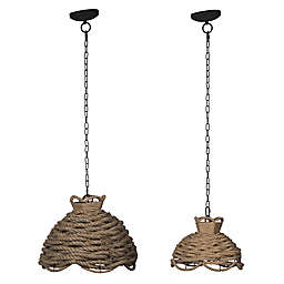 A&B Home 2-Piece Rope Pendant Light Set in Natural