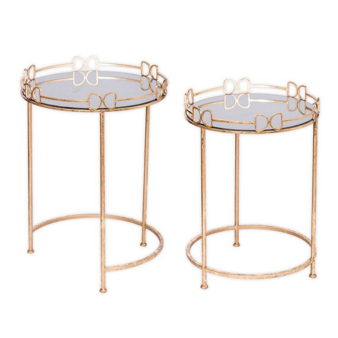 A B Home Classic Iron 2 Piece Side Table Set In Gold Bed Bath Beyond