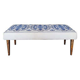 Global Caravan™ Embroidered Bench in Blue