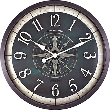 FirsTime&reg; Compass Rose 24-Inch Wall Clock in Oil Rubbed Bronze. View a larger version of this product image.