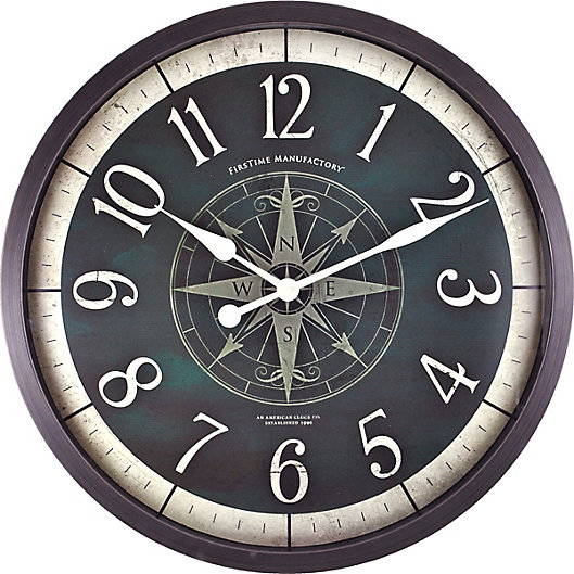 Alternate image 1 for FirsTime® Compass Rose 24-Inch Wall Clock in Oil Rubbed Bronze
