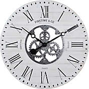 FirsTime &amp; Co.&reg; Shiplap Farmhouse Gears 27-Inch Wall Clock in White