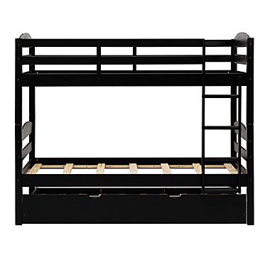 Forest Gate&trade; Twin Over Twin Bunk Bed with Trundle in Black. View a larger version of this product image.