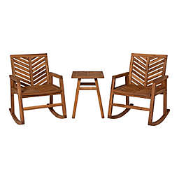 Forest Gate™ 3-Piece Patio Rocking Chair Set in Brown