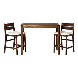 Forest Gate 3-Piece Acacia Wood Patio Counter-Height Dining Set with Cushions