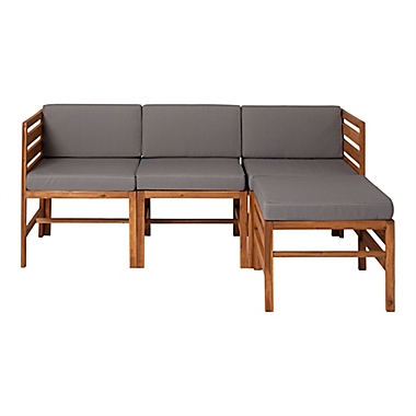 Forest Gate&trade; 4-Piece Modular Acacia Wood Patio Sectional Set in Brown/Grey. View a larger version of this product image.