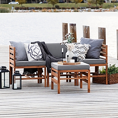 Forest Gate&trade; 4-Piece Modular Acacia Wood Patio Sectional Set in Brown/Grey. View a larger version of this product image.