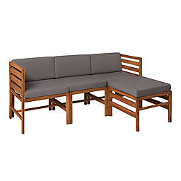 Forest Gate™ 4-Piece Modular Acacia Wood Patio Sectional Set in Brown/Grey