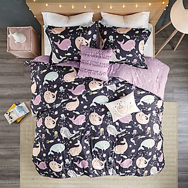 Urban Habitat Kids Magical Narwhals 5-Piece Reversible Full/Queen Comforter Set in Purple. View a larger version of this product image.