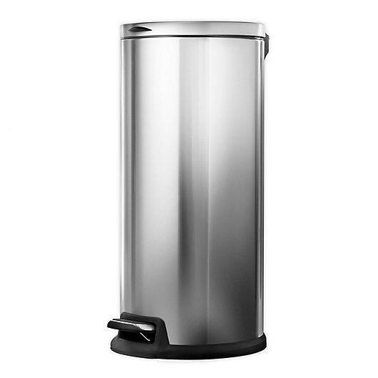 Alternate image 1 for Home Zone Testrite 30-Liter Round Trash Bin with Liner in Stainless Steel