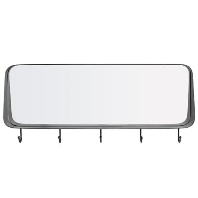 Forest Gate&trade; 30-Inch x 13-Inch Rounded Mirror in Black with Hooks