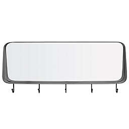 Forest Gate™ 30-Inch x 13-Inch Rounded Mirror in Black with Hooks