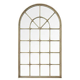 Forest Gate 50-Inch Arched Window Wall Mirror in Antique Pewter