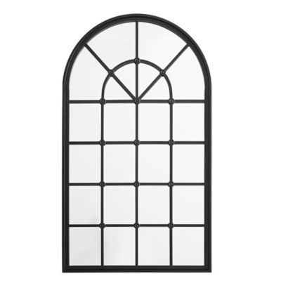 Forest Gate 50-Inch Arched Window Wall Mirror in Black