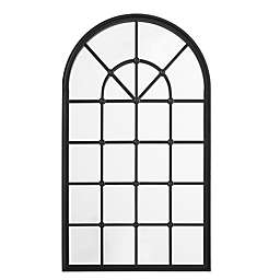 Forest Gate 50-Inch Arched Window Wall Mirror in Black