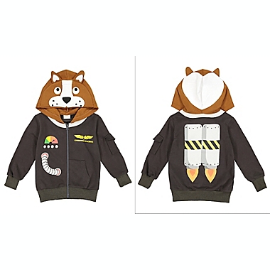 Doodle Pants&reg; Size 18M Commander Space Dog 3D Hoodie in Brown. View a larger version of this product image.